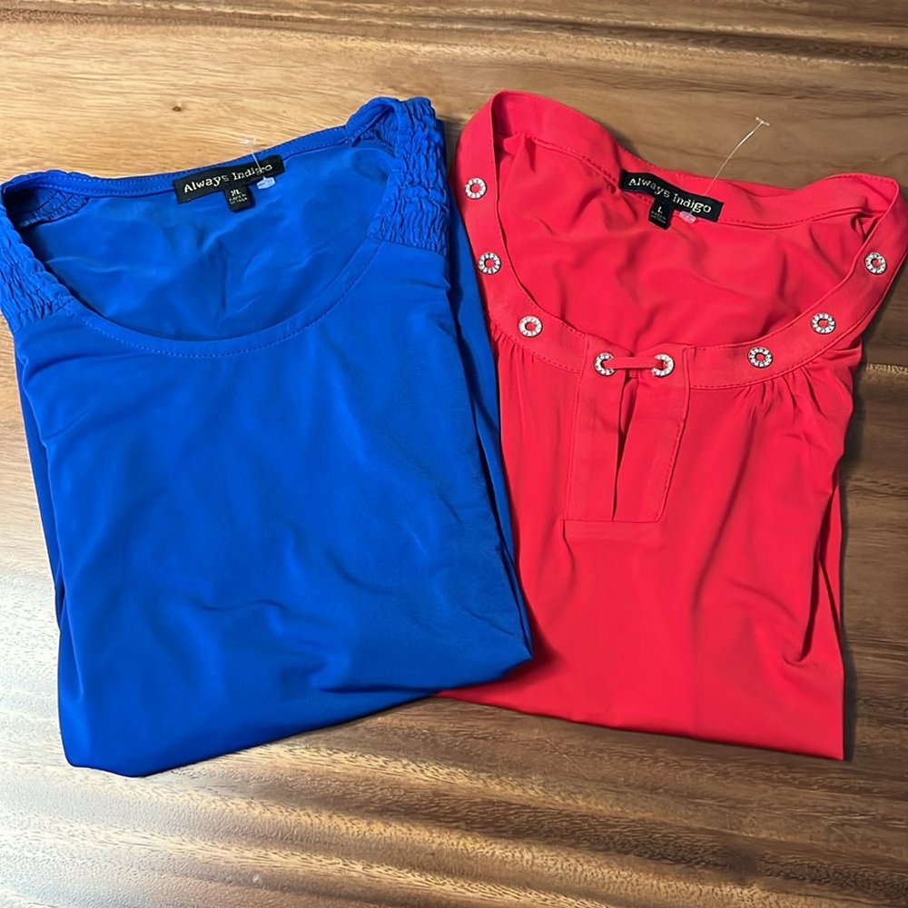 Pair of new dress shirts red and blue